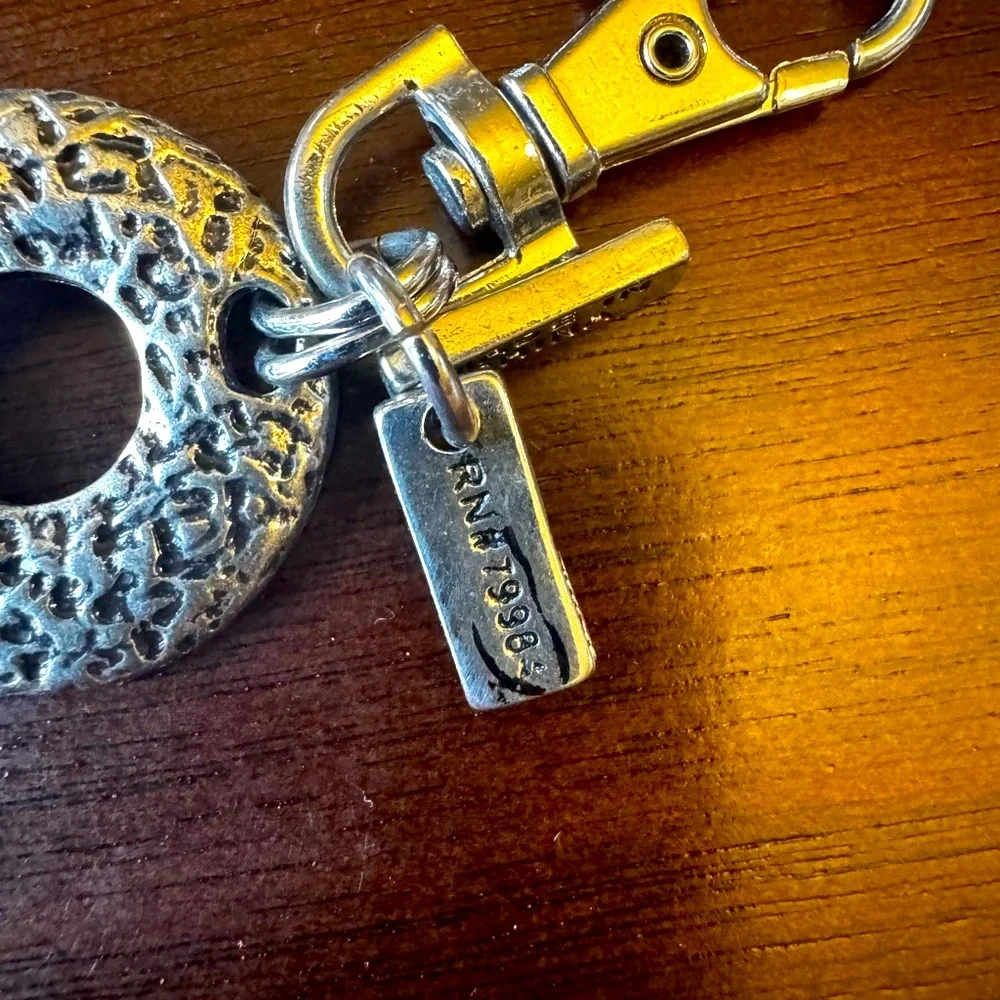 Chico's Silver Chain Snakeskin Statement Belt with Textured Discs